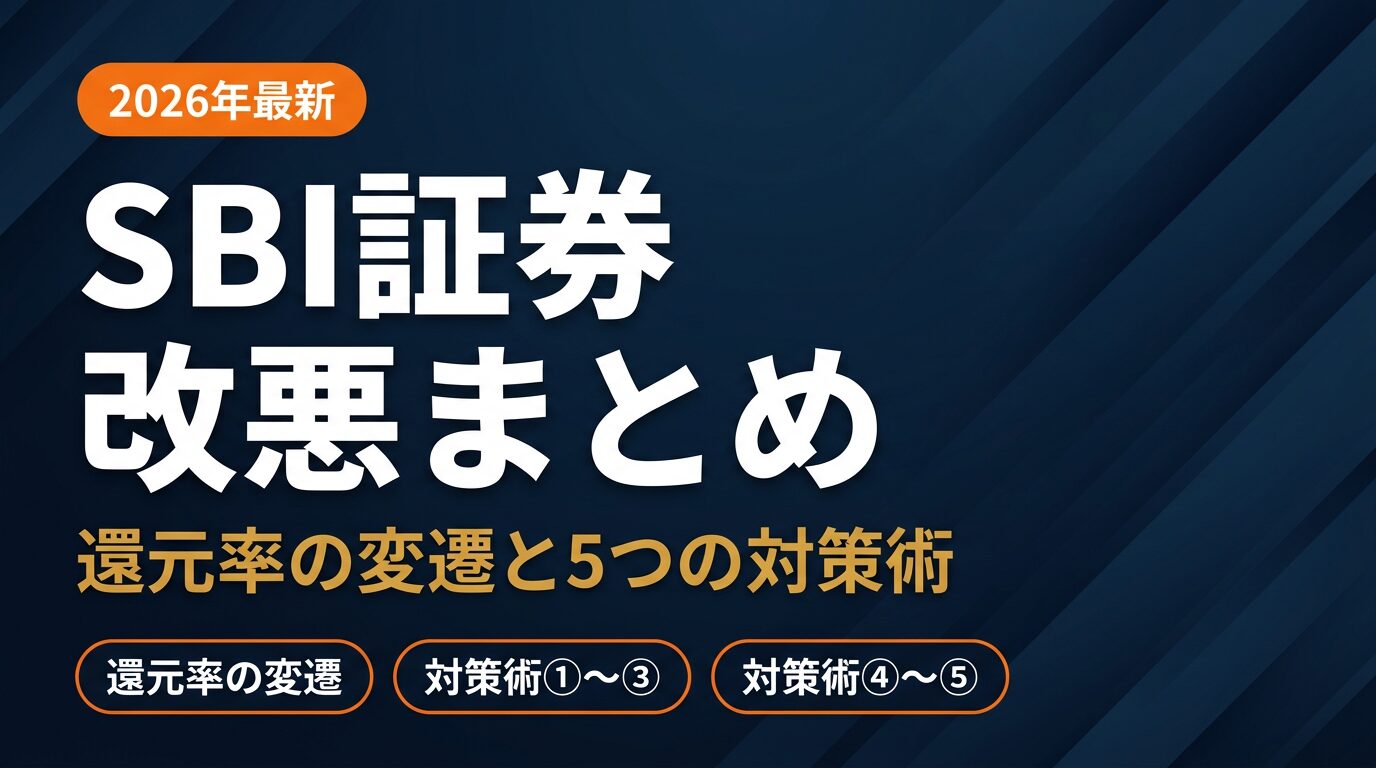 SBI証券の改悪まとめと還元率の変遷、2026年最新の5つの対策術を解説するNISA攻略ノートの記事アイキャッチ