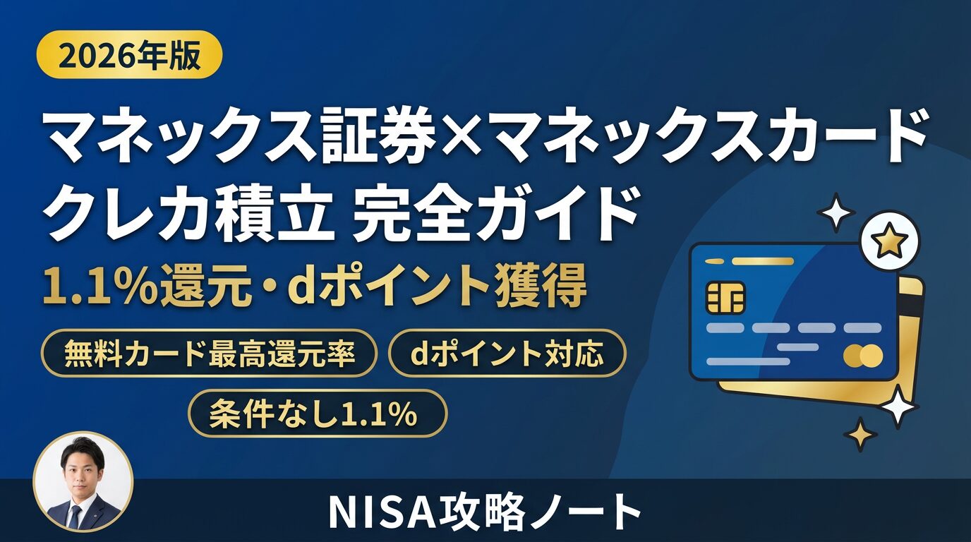 【2026年版】マネックス証券×マネックスカードのクレカ積立完全ガイド｜条件なし1.1%還元・dポイント獲得
